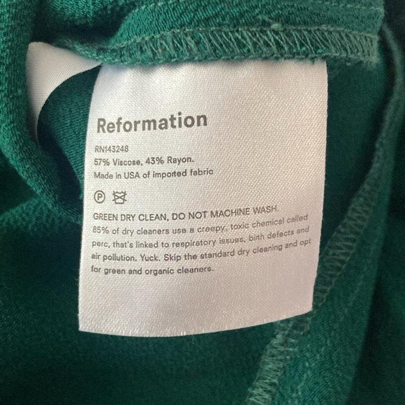 Reformation Dress - emerald green Wilshire Ruffle - Picture 8 of 8